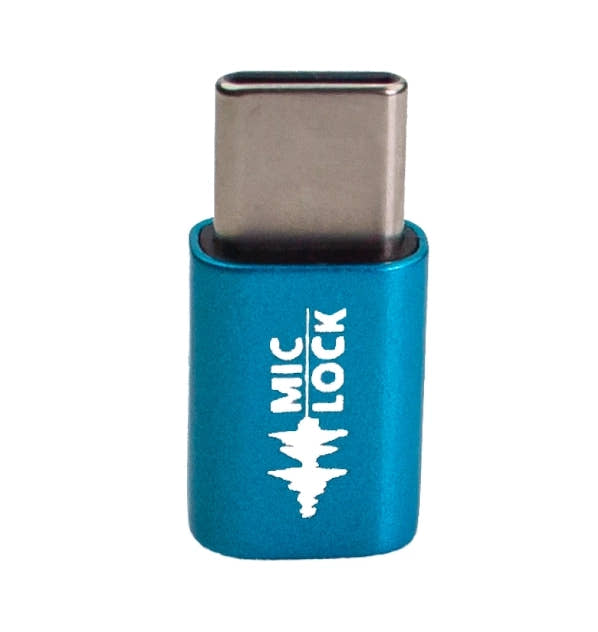 Blue USB-C Mini single-ended microphone blocker.