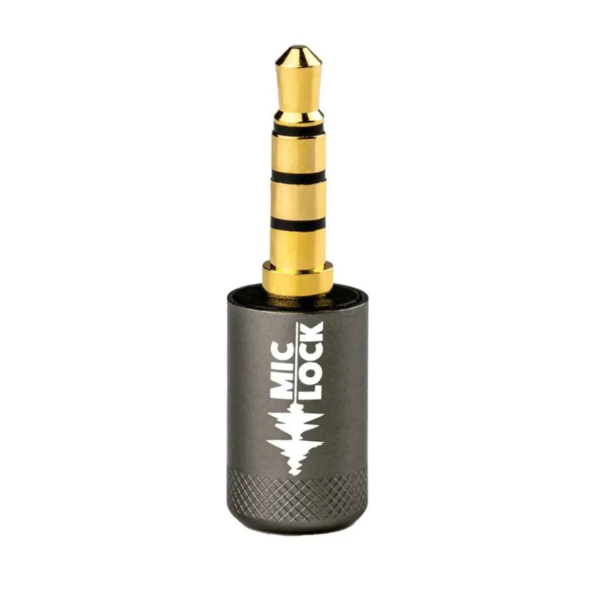 Gray 3.5-millimeter single-ended microphone blocker.