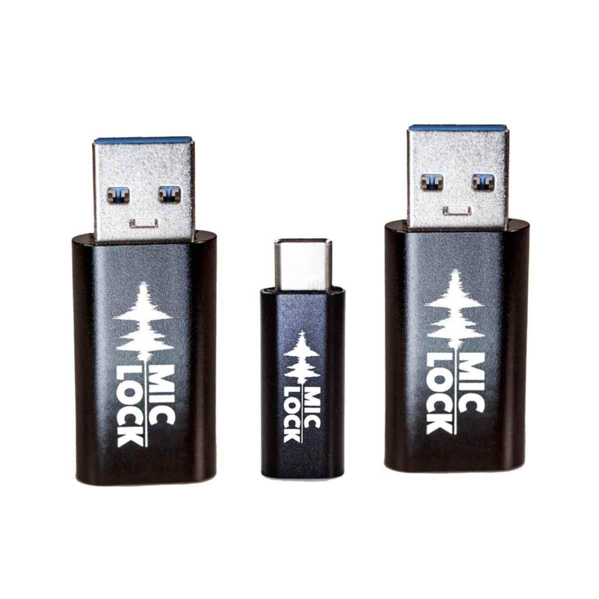 Secure Charger USB Kit — three adapters included.